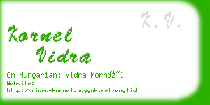 kornel vidra business card